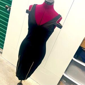 Sexy Midi Zip Black Dress
